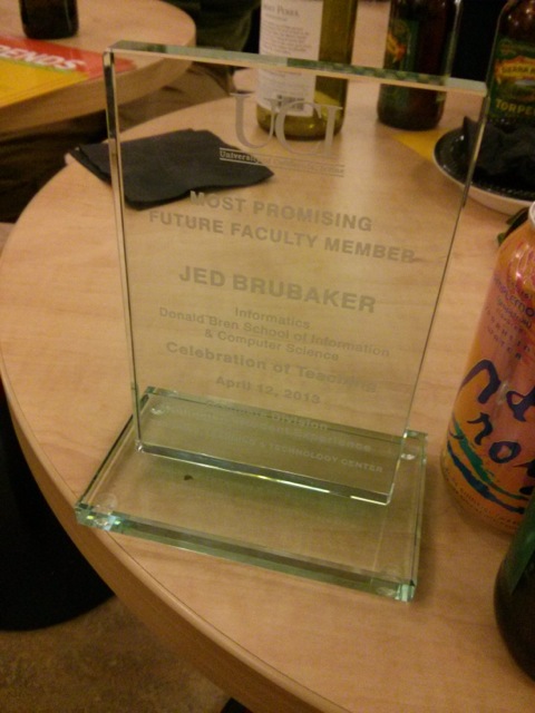 Jed's most promising future faculty award